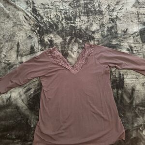 Torrid Black Cotton Blend Lace Trim Top